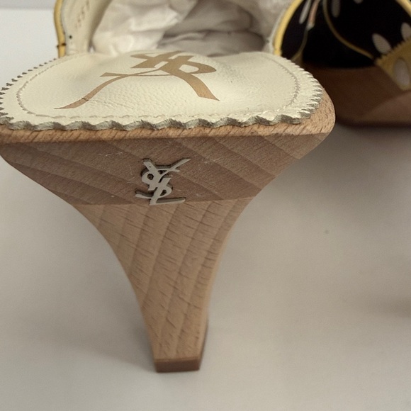 YSL Black & Ivory Lolita Dot Heeled Slides - Picture 5 of 12